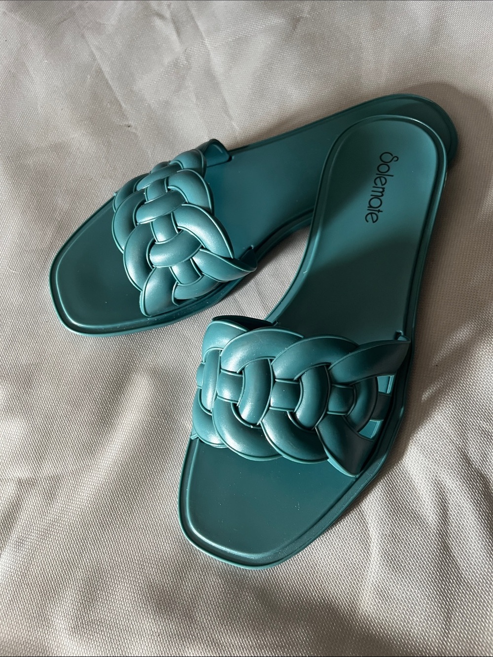 Solemate Teal Braided Slide Sandals - Women's